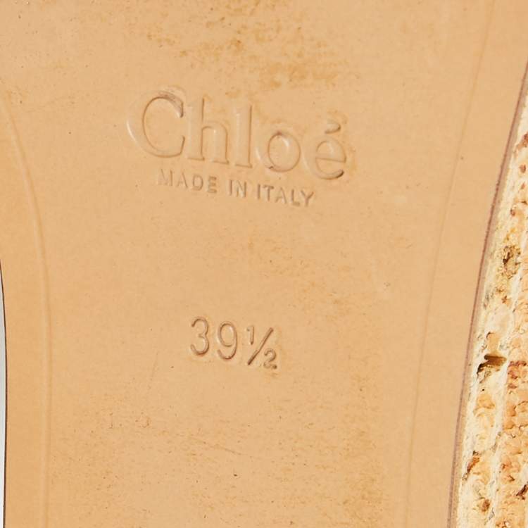 مملوكة مسبقًا Chloe White Leather Cork Wedge  Sandals Size 39.5