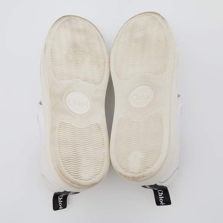 Pre Owned Chloé White Leather Lauren Logo Embroidered Slip On Sneakers Size 39