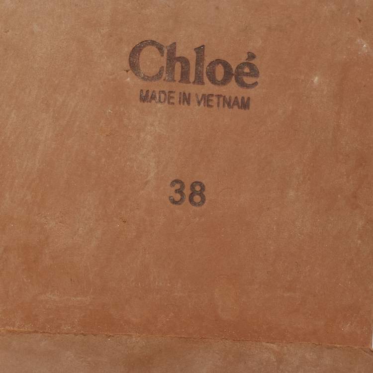 Pre Owned Chloe Off White Canvas Logo Ribbon Woody Flat Sandals Size 38