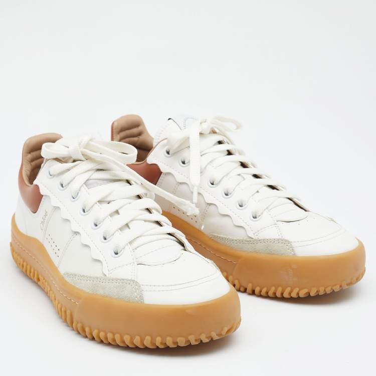 Pre Owned Chloe White Leather Low Top Sneakers Size 36