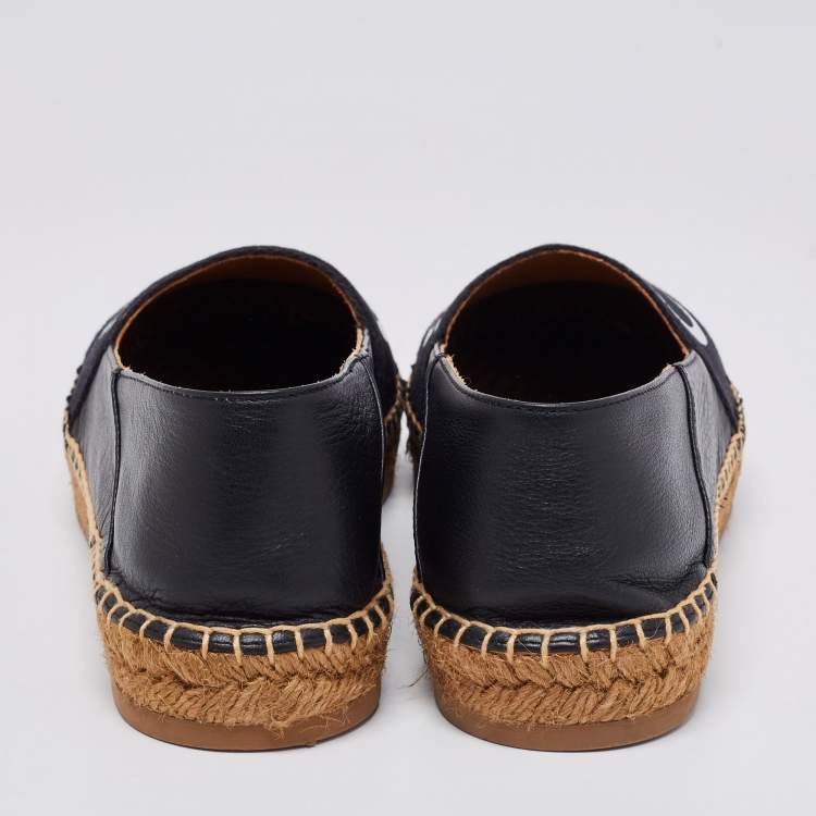 Pre Owned Chloe Black Leather Woody Flat Espadrilles Size 41