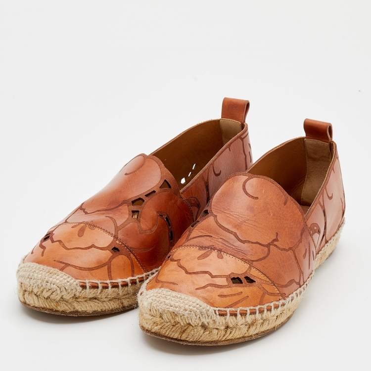 Pre Owned Chloe Brown Leather Espadrille Flats Size 40