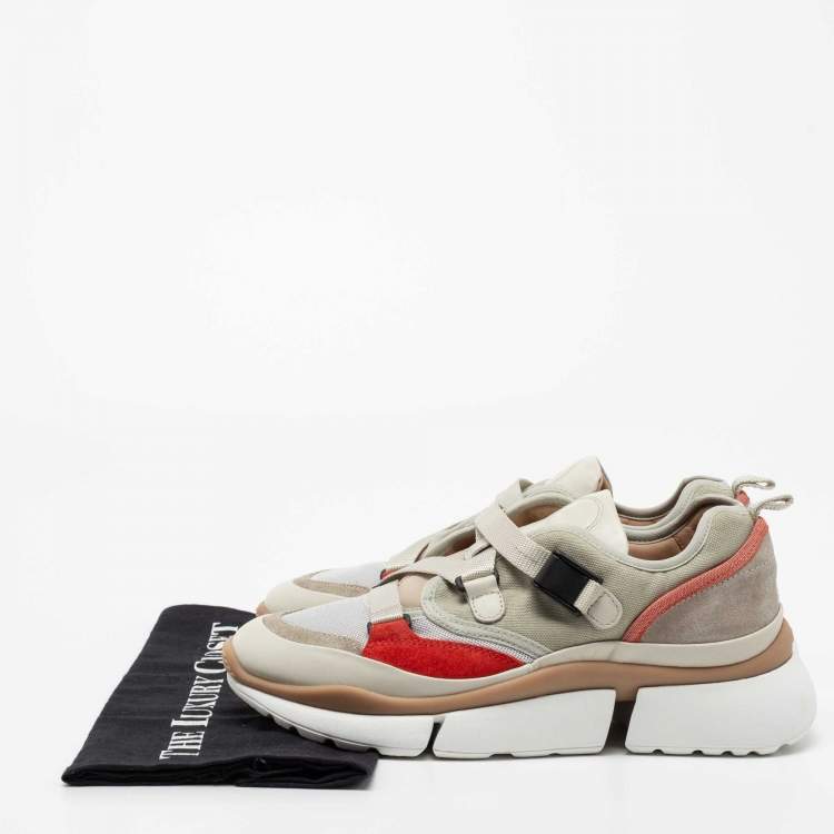 مملوكة مسبقًا Chloe Multicolor Suede And Fabric Sonnie Low Top Sneakers Size 40 