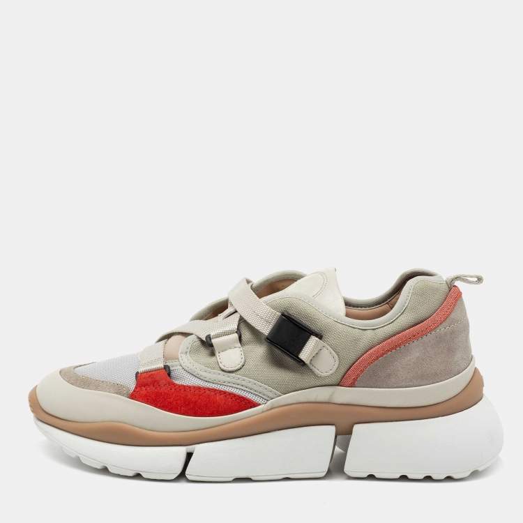 مملوكة مسبقًا Chloe Multicolor Suede And Fabric Sonnie Low Top Sneakers Size 40 