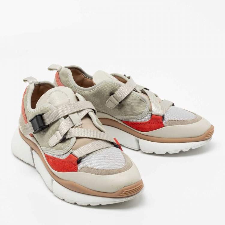 مملوكة مسبقًا Chloe Multicolor Suede And Fabric Sonnie Low Top Sneakers Size 40 