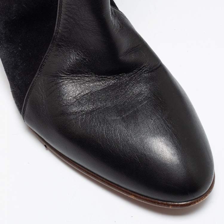 مملوكة مسبقًا Chloe Black Suede And Leather Thigh Length Boots Size 39