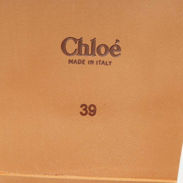 Pre Owned Chloe Cream/Black Nylon Embroidered Woody Flat Sandals Size 39