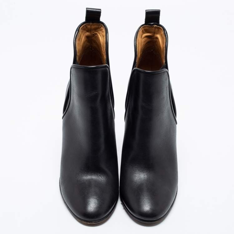 Pre Owned Chloe Black Leather Ankle Booties Size 40