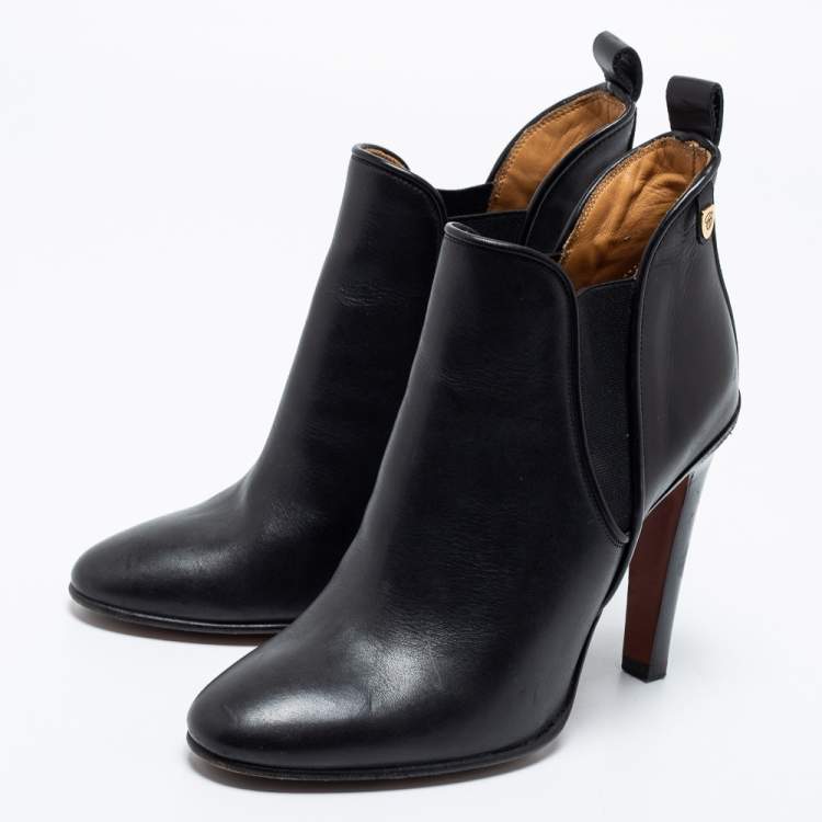 Pre Owned Chloe Black Leather Ankle Booties Size 40