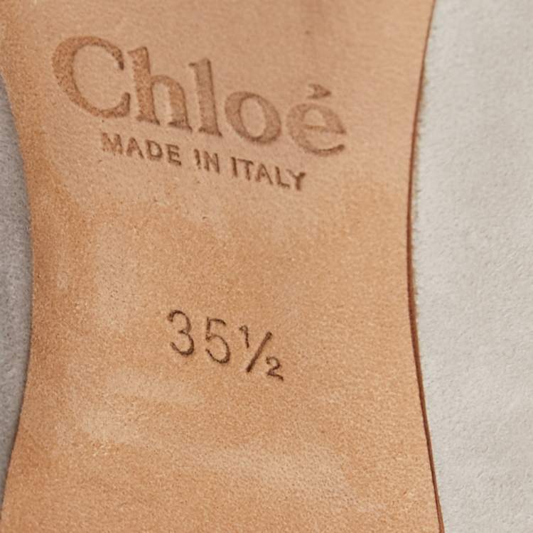 Pre Owned Chloe Light Grey Scalloped Suede Lauren Ballet Flats Size 35.5