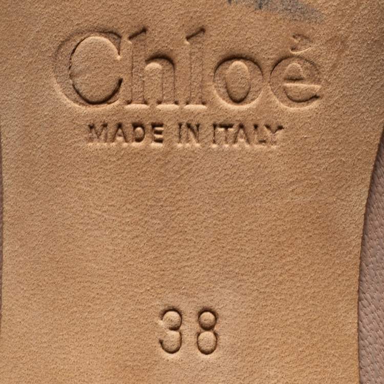 Pre Owned Chloe Beige Leather Scalloped Lauren Pumps Size 38