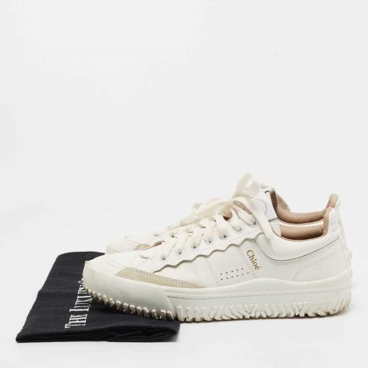 Pre Owned Chloe White Leather Franckie Sneakers Size 35