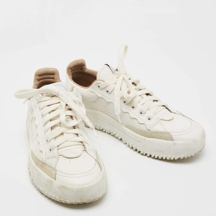 Pre Owned Chloe White Leather Franckie Sneakers Size 35