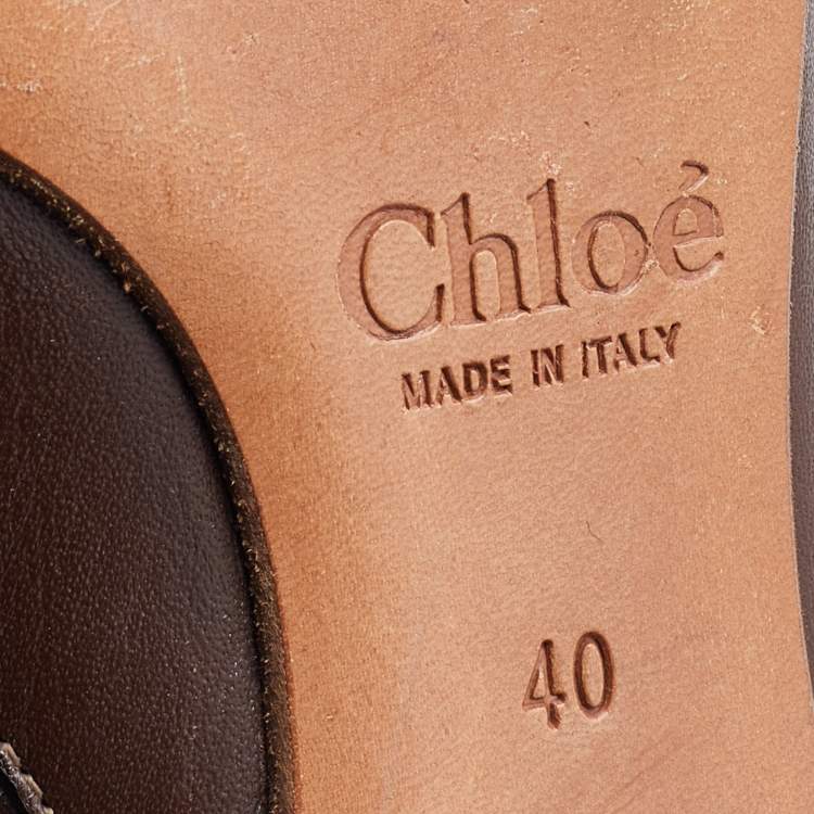 Pre Owned Chloe Dark Brown Leather Knee Length Boots Size 40