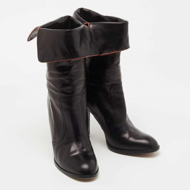 مملوكة مسبقًا Chloe Black Leather Ankle Booties Size 39