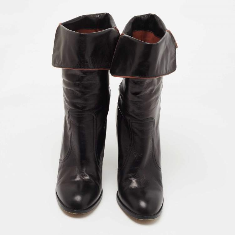 مملوكة مسبقًا Chloe Black Leather Ankle Booties Size 39