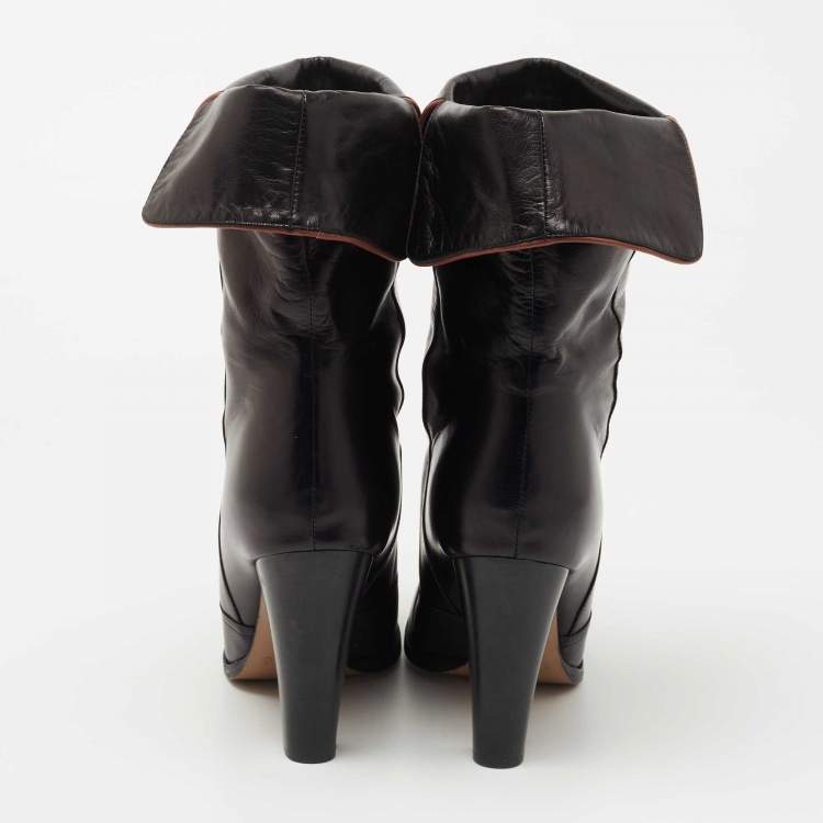 مملوكة مسبقًا Chloe Black Leather Ankle Booties Size 39
