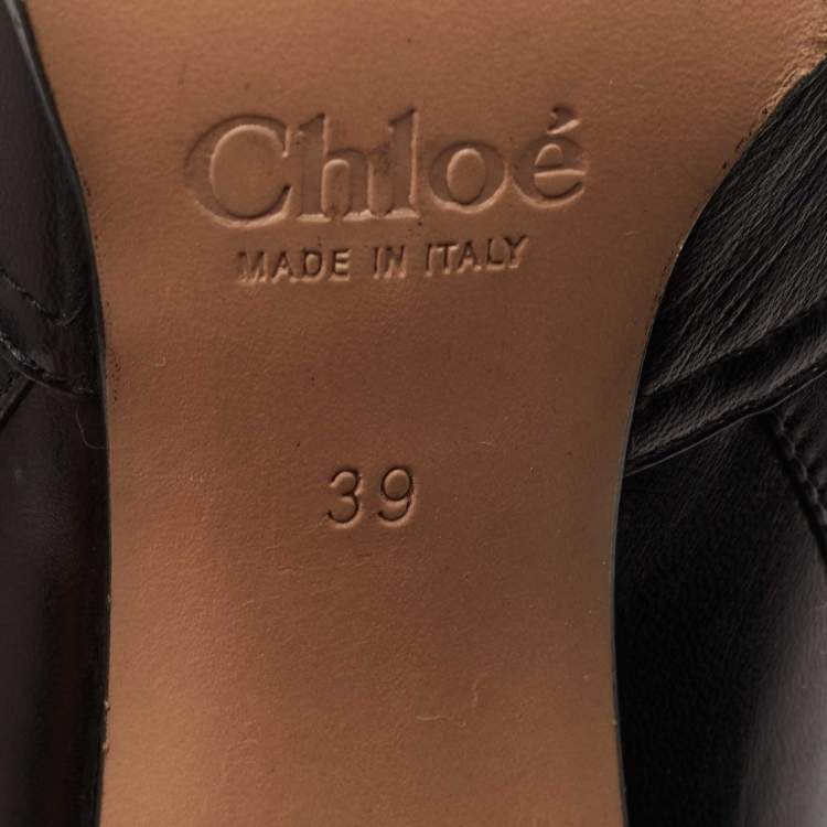 مملوكة مسبقًا Chloe Black Leather Ankle Booties Size 39