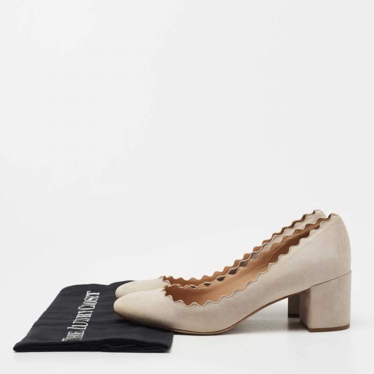 Pre Owned Chloe Grey Suede Lauren Block Heel Pumps Size 37