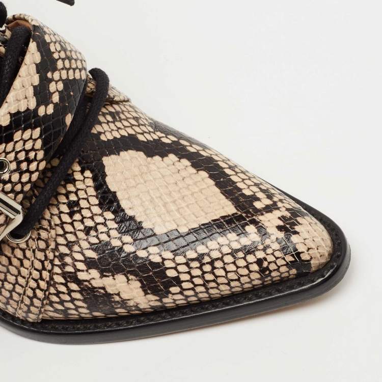 Pre Owned Chloe Brown/Black Python Embossed Leather Rylee Ankle Boots Size 36
