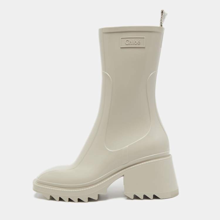Pre Owned Chloe Grey Rubber Betty Rain Boots Size 36