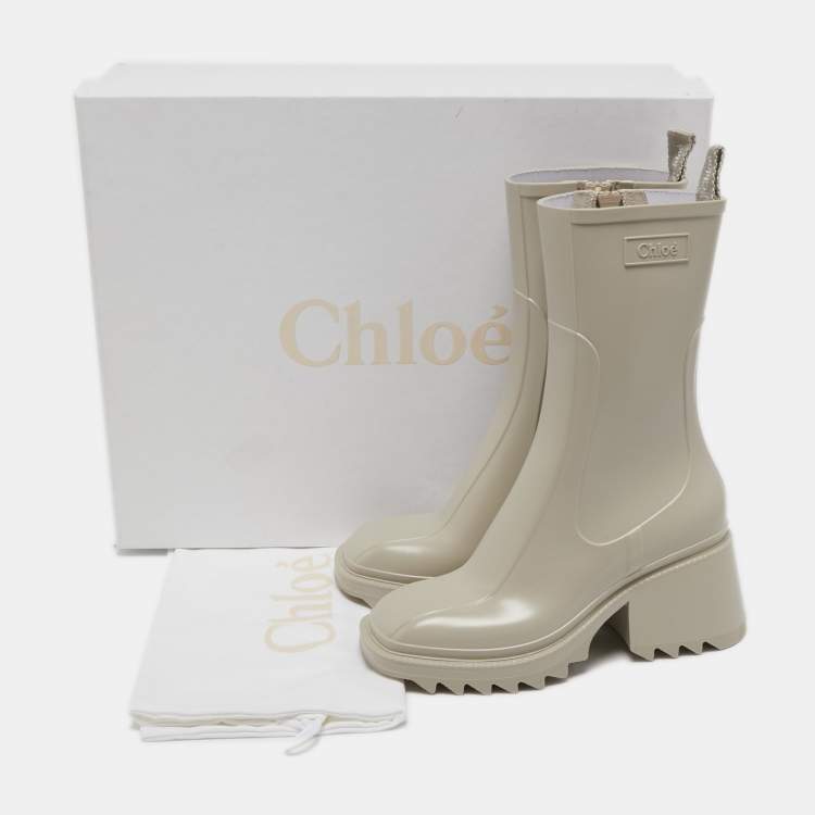 Pre Owned Chloe Grey Rubber Betty Rain Boots Size 36