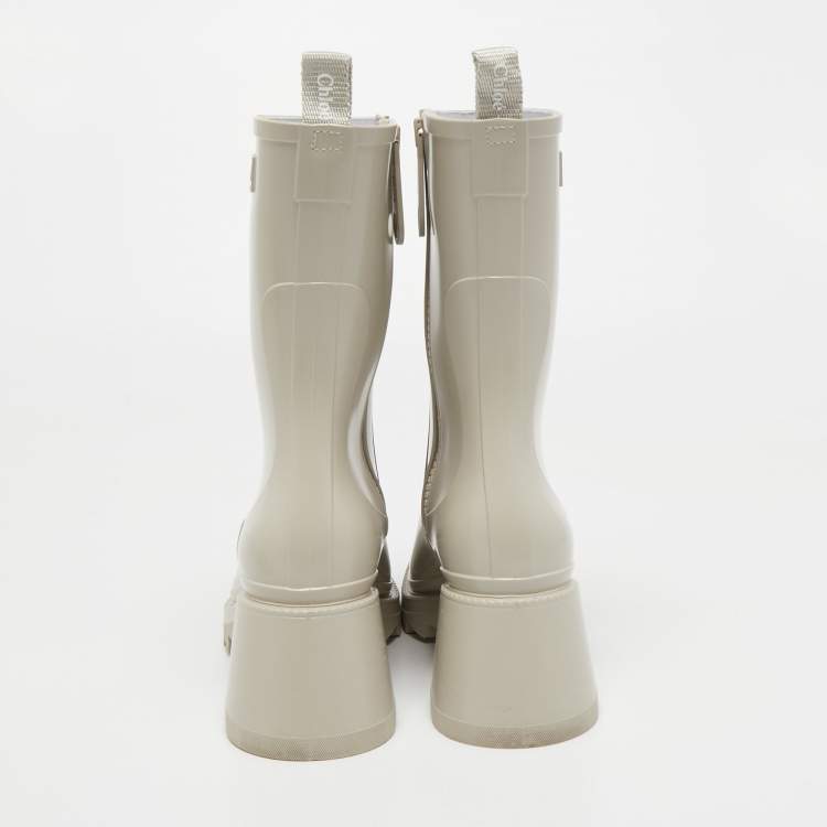 Pre Owned Chloe Grey Rubber Betty Rain Boots Size 36