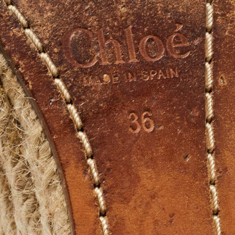 Pre Owned Chloe Two Tone Leather and Suede Open Toe Espadrille Wedge Platform Ankle Strap Sandals Size 36