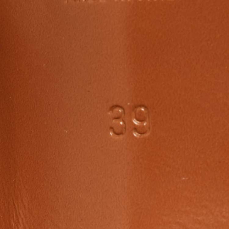 مملوكة مسبقًا Chloe Brown Leather Block Heel Open Toe Mules Sandals Size 39