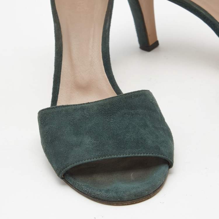 Pre Owned Chloe Green Suede Ankle Strap Sandals Size 38