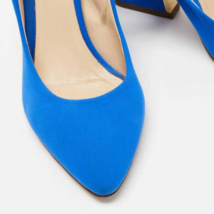 Pre Owned  Chloe Blue Fabric Slingback Pumps Size Size 37.5