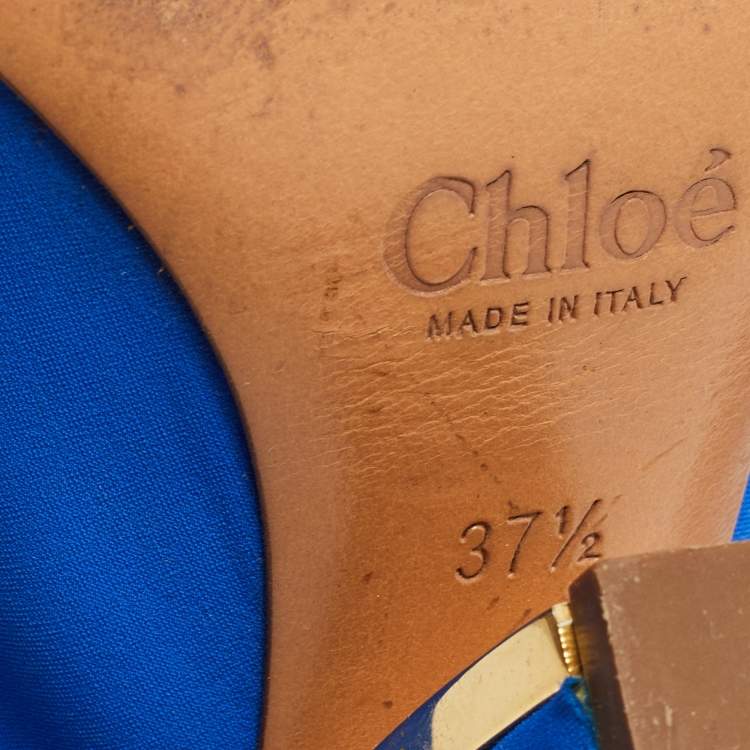 Pre Owned  Chloe Blue Fabric Slingback Pumps Size Size 37.5