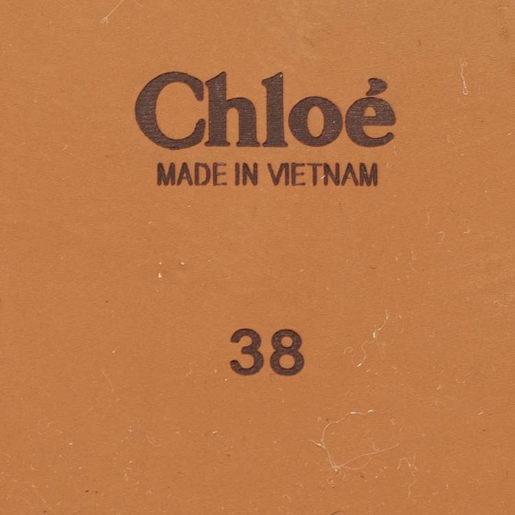 Pre Owned Chloe Black Canvas Logo Ribbon Woody Flat  Slides Size 38 