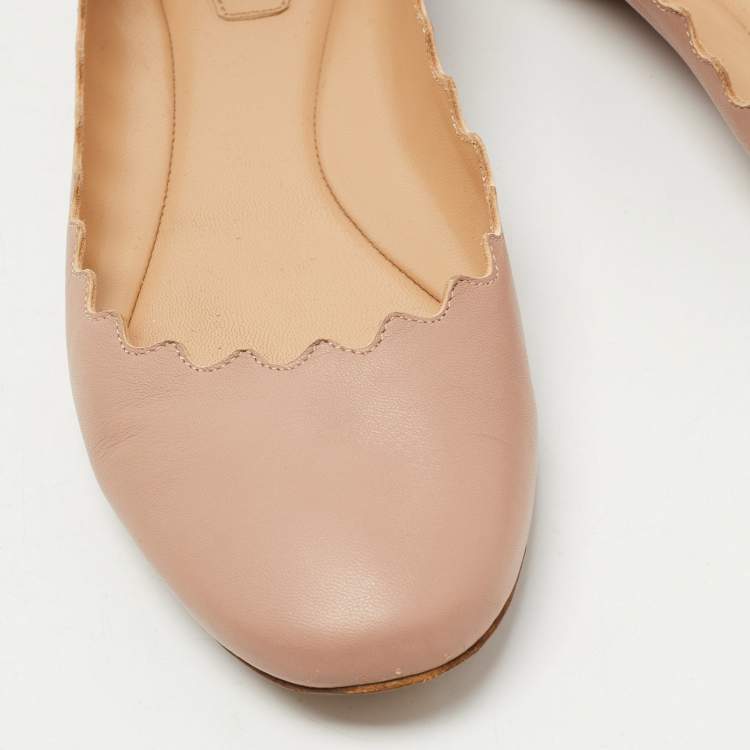 Pre Owned Chloe Dusty Pink Scalloped Leather Lauren Ballet Flats Size 37
