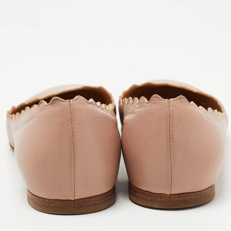 Pre Owned Chloe Dusty Pink Scalloped Leather Lauren Ballet Flats Size 37