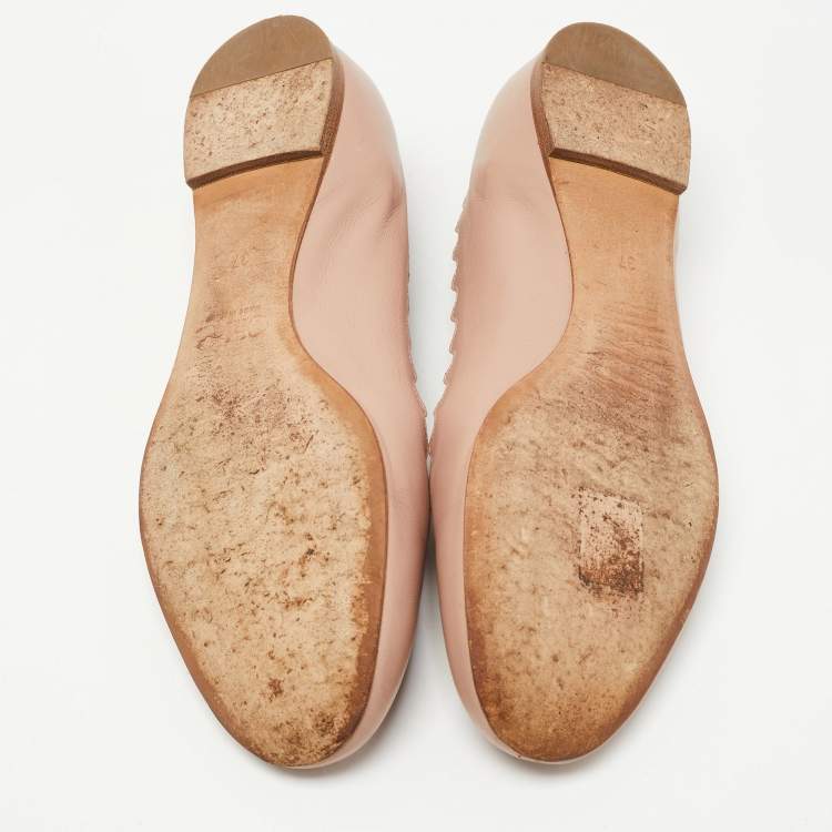 Pre Owned Chloe Dusty Pink Scalloped Leather Lauren Ballet Flats Size 37