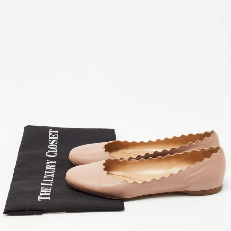 Pre Owned Chloe Dusty Pink Scalloped Leather Lauren Ballet Flats Size 37