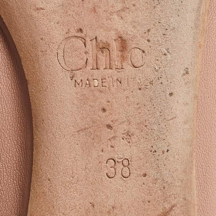 Pre Owned Chloe Beige Leather Laurena Scalloped Ballet Flats Size 38