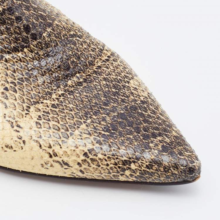 مملوكة مسبقًا Chloe Multicolor Python Embossed Leather Mule Sandals Size 39
