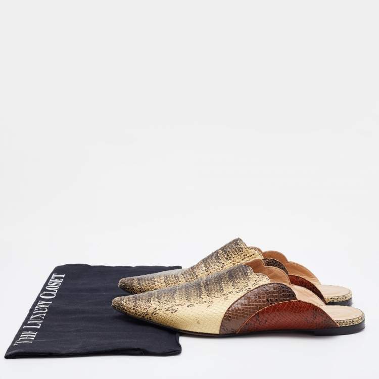 مملوكة مسبقًا Chloe Multicolor Python Embossed Leather Mule Sandals Size 39