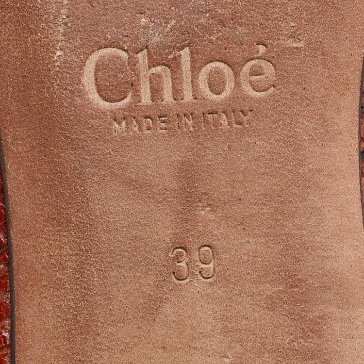 مملوكة مسبقًا Chloe Multicolor Python Embossed Leather Mule Sandals Size 39