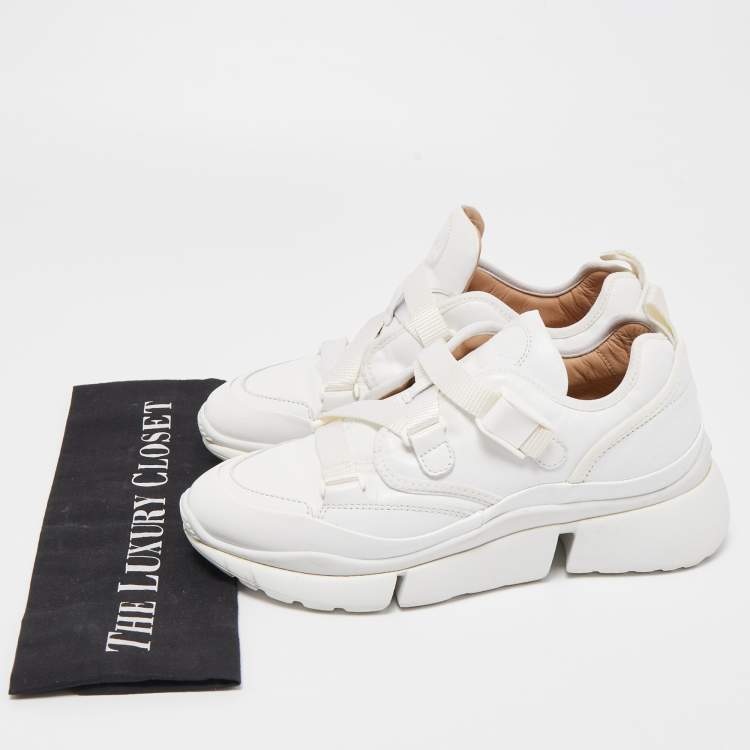 مملوكة مسبقًا Chloe White Leather Sonnie Slip On Sneakers Size 38