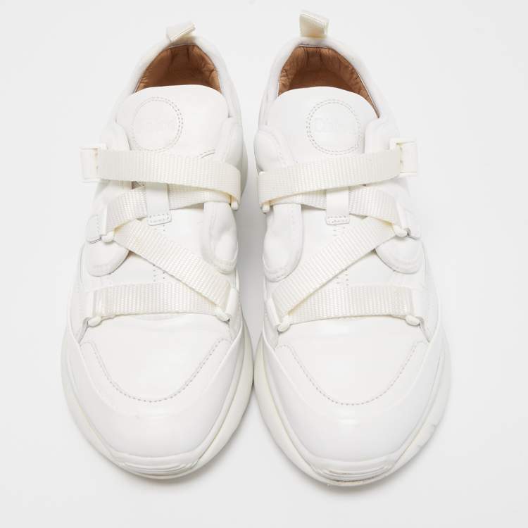 مملوكة مسبقًا Chloe White Leather Sonnie Slip On Sneakers Size 38