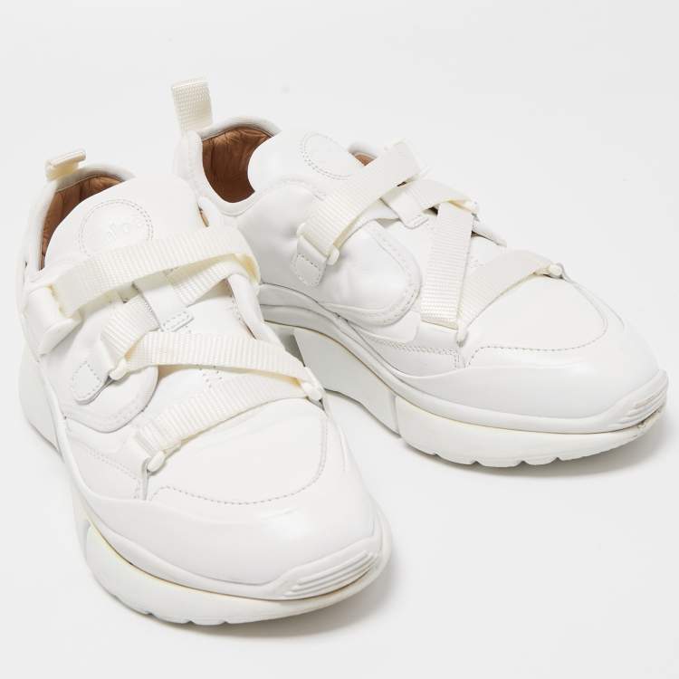 مملوكة مسبقًا Chloe White Leather Sonnie Slip On Sneakers Size 38