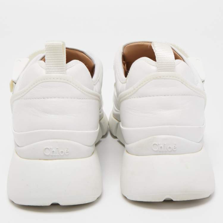 مملوكة مسبقًا Chloe White Leather Sonnie Slip On Sneakers Size 38