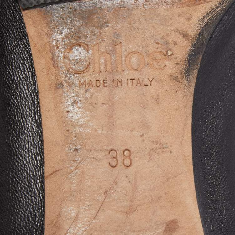Pre Owned Chloe Black Scalloped Leather Lauren Ballet Flats Size 38
