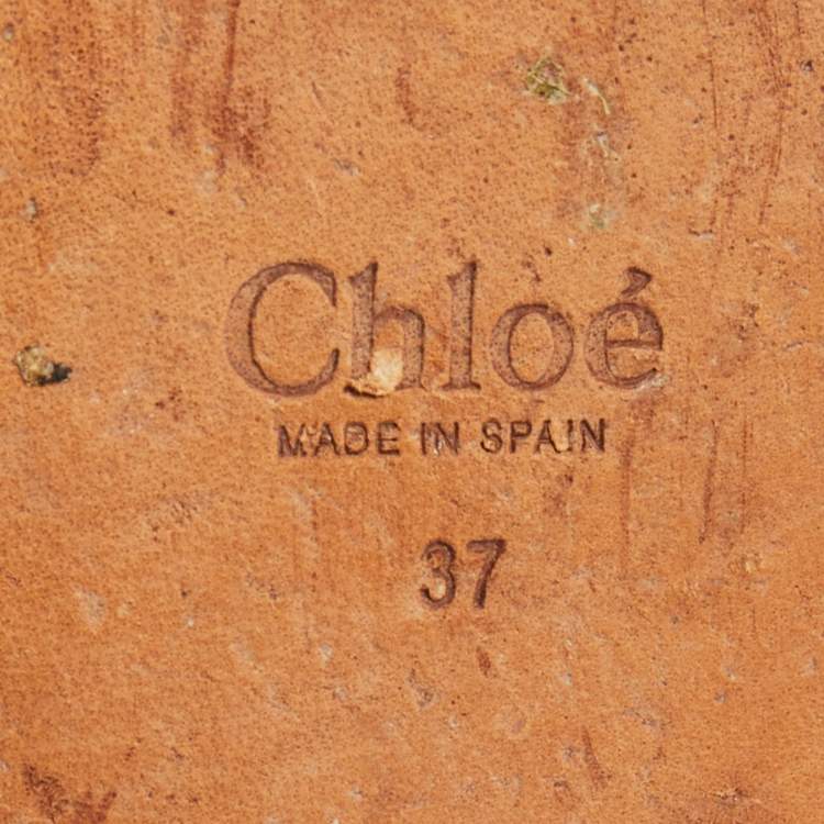Pre Owned Chloe Beige Leather Lauren Espadrille Slide Sandals Size 37