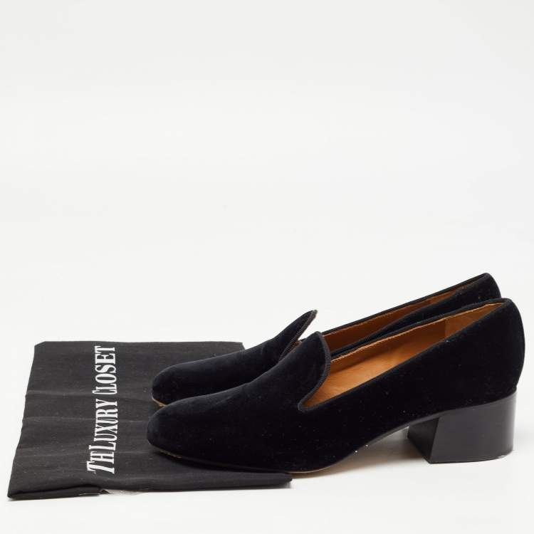 Pre Owned Chloé Black Velvet Loafer Pumps Size 38