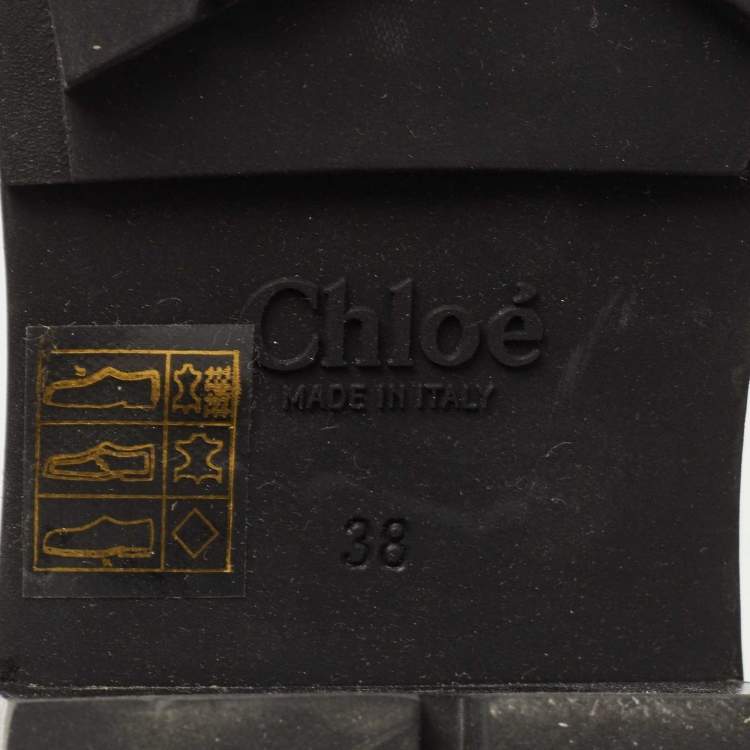 Pre Owned Chloe Black Leather and Fabric Ankle Boots Size 38