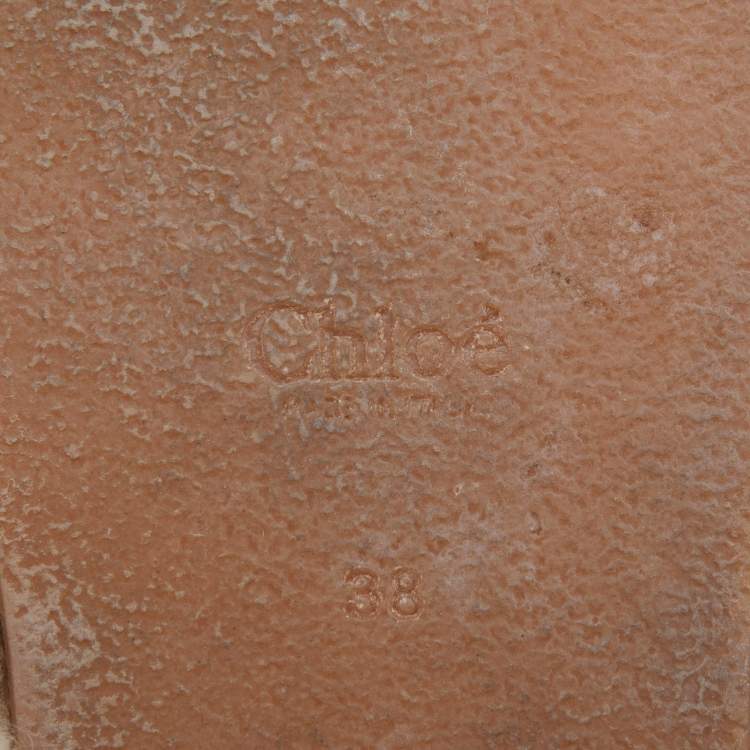 Pre Owned Chloe Beige/Black Shearling Flat Slides Size 38